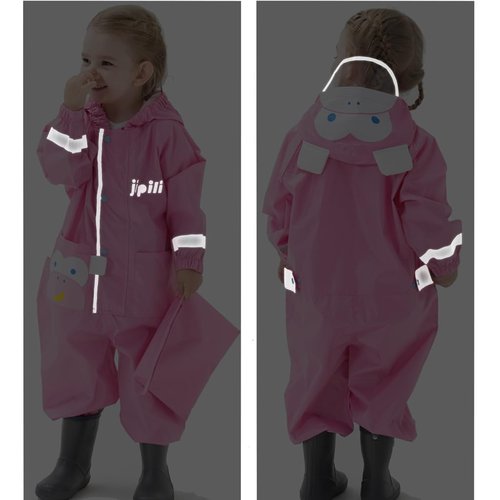 Toddler Rain Suit Baby Rain Suits Kids Rain Suit with Hood Waterproof Coverall One Piece Rain Suits for Kids(1-9 Years)