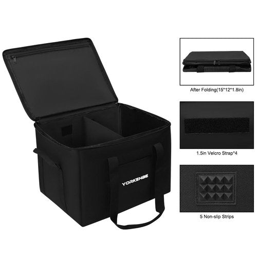Yorkenbe 35L Camping Organizer, 1680D Heavy Duty Waterproof Camping Storage for Cooking Utensils and Cookware, with Hard Bottom and Zippered Lid for RV, Hiking