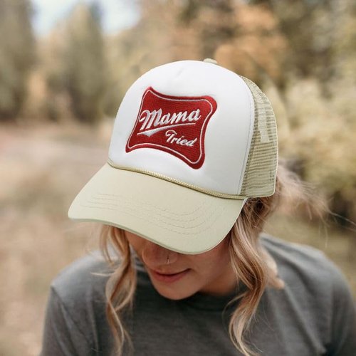 Embroidered Patch Trucker Cap Mama Tried Hat Mesh Beach Hat for Ladies and Men Summer Funny Party Hats Novelty Baseball Cap