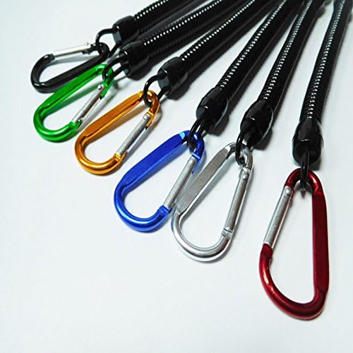 Coil Springs Keychain Cellphone Snap Hook Holder Retractable Coil Cord Key Chain Holder with Carabiner Keychain Pack of 6