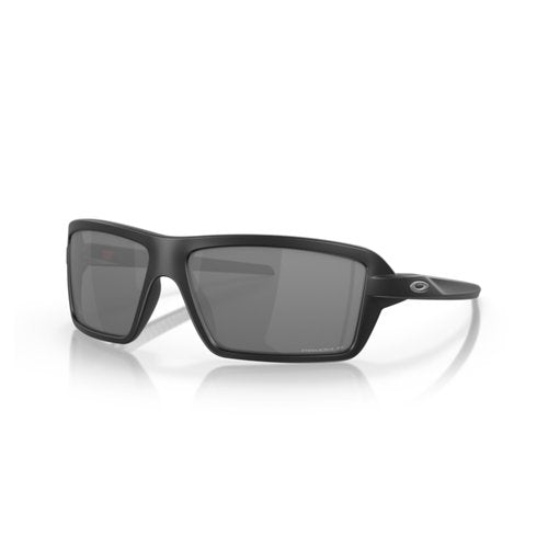 OAKLEY Cables OO9129 912902 63MM Matte Black/Prizm Black Polarized Rectangular Sunglasses for Men+ Bundle Accessory Leash Kit, Microfiber Pouch