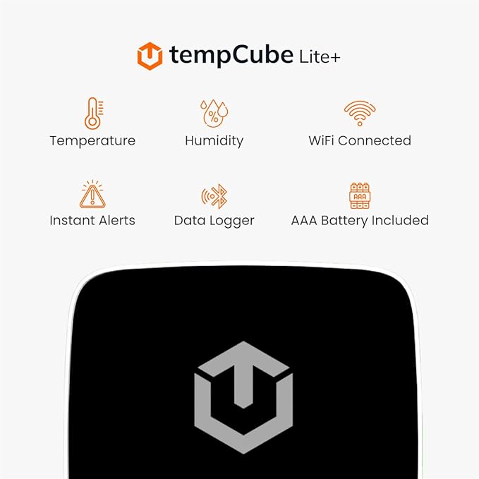 WiFi Temperature & Humidity Sensor | Connects 2.4 GHz – Real-Time 24/7 Monitoring | No Subscription | Data Logger | Unlimited Text/Email Alerts | Ideal for Freezer, Medical & Food Storage