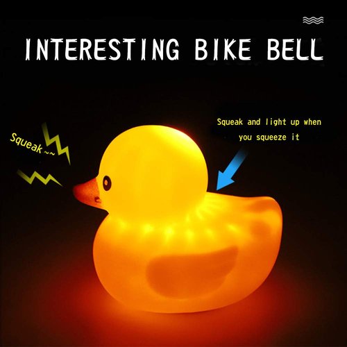 wonuu Duck Bike Bell with Light and Propeller Helmet Cute Ducks Bicycle Horn, Car Dashboard Decoration Squeeze Rubber Duck Motorcycle Bike Bells Ornaments