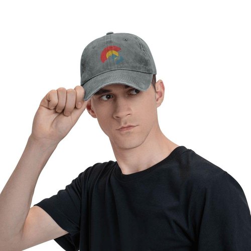 Embroidery Colorado Flag Baseball Cap State Mountain Casual Sun Peak Hat Grey