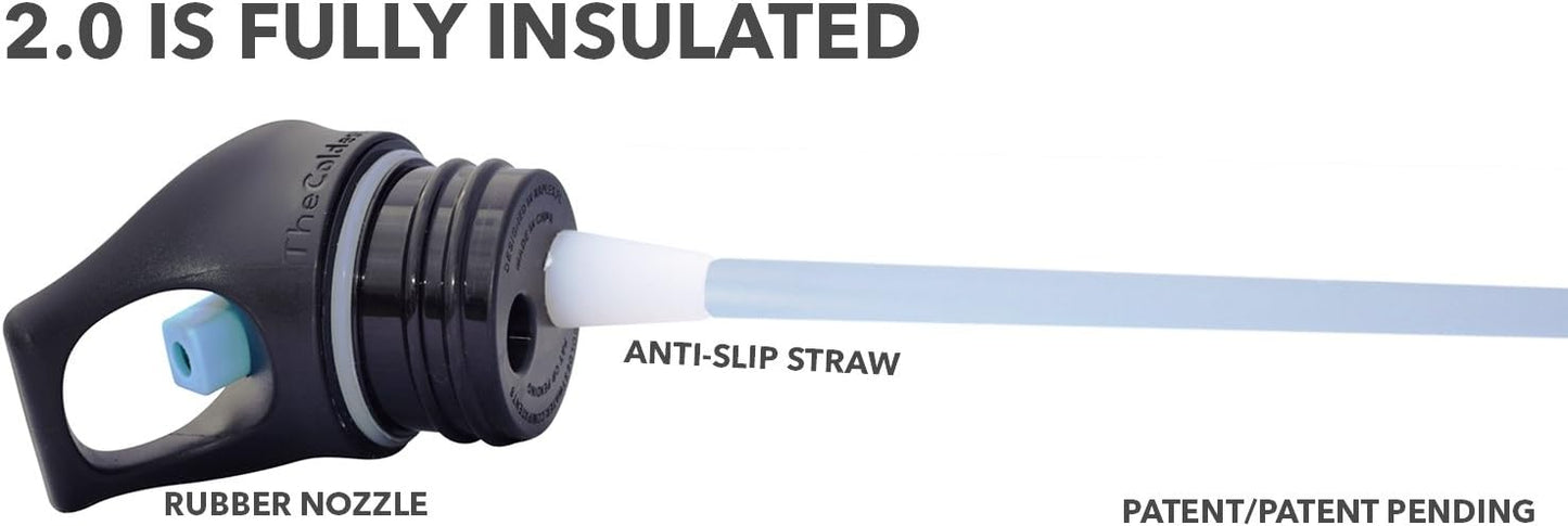 The Coldest Water Insulated Standard Mouth Size 2.0 - Hydro Sports Straw Cap Flip Top Lid - Multi-Compatible with Standard Flask Mouth Size Stainless Steel Water Bottles