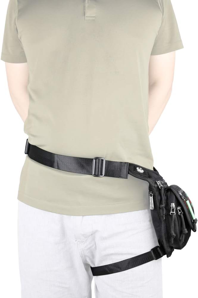 Thigh Pack, Leg Bag, Larswon Tactical Fanny Pack Hiking Bag Leg Pouch Black