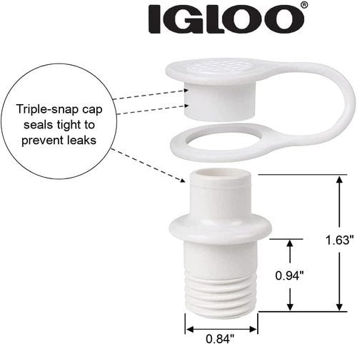 Igloo Cooler Triple Snap Drain Plug Replacement - Standard 2-Pack