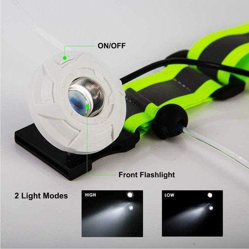 LONGU Led Running Reflective Vest Safety Night Light USB Rechargeable Cycling Multicolored Fiber Optics Suit Women Men Kids Adjustable Light Weight Gear for Jogging Biking