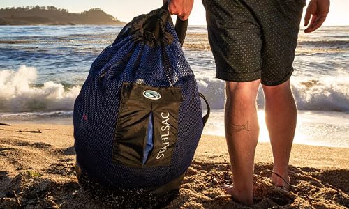 Stahlsac Panama Mesh Backpack: Convienent 103L size, ideal for dive gear, dry pockets, BLUE