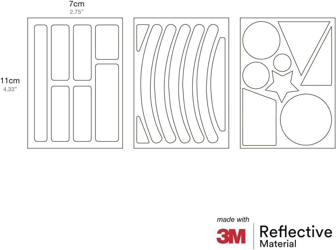 Salzmann 3M Reflective Stickers - Soft Stickers for Backpacks, Bikes, Helmets, prams, etc. - Made with 3M Reflective Material