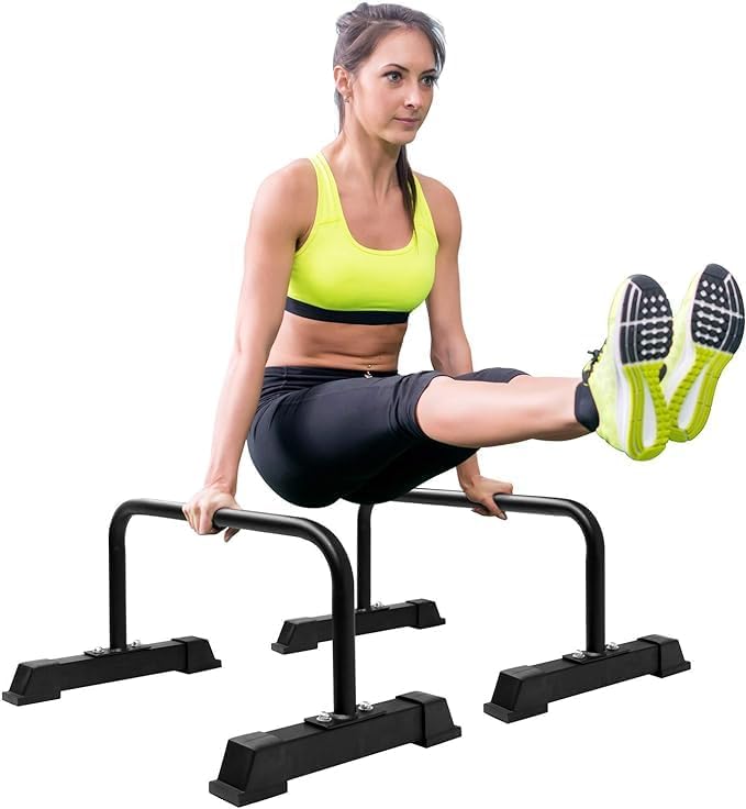 Yes4All Steel/Solid Wood Push Up Stand Parallel Bars Parallettes Non-slip Rubber Feet For Floor Use, Supports Calisthenics Exercises and Upper Body Strength Workouts Perfect For Men And Women