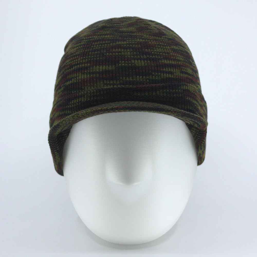 The Vintage Year Plain Sports Visor Billed Knit Radar Cuff Beanie