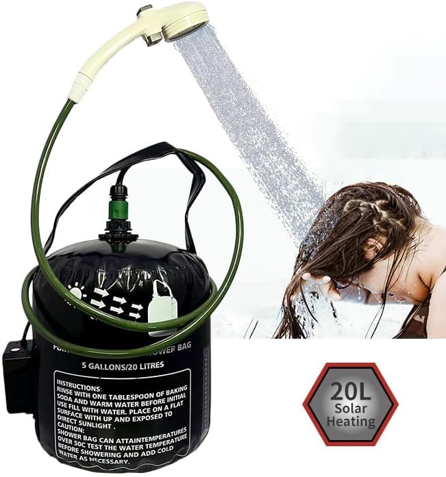 Vici 20L Portable Solar Camping Shower Bag Shower Electric Pump Tent car wash Equipment Outdoor spa Bath hot Water Bag Camping Furniture Accessories Portable Shower Pump