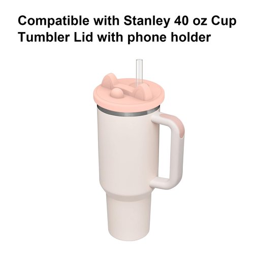 Stanley 40 oz Tumbler Lid Replacement - New Ungrade Silicone Reusable Lid with Phone Holder, BPA Free, Dishwasher Safe