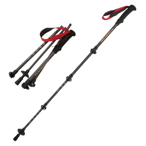 Jahreszeit Carbon Fiber Trekking Pole - Ultralight Collapsible Walking Stick for Hiking with Adjustable Quick Flip Locks and Storage Bag