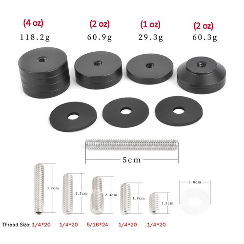 wolfman Archery Bow Stabilizer Weight Kit Detachable Bow Stabilizer Weights Kit Universal 5/16 Thread Counterweight Kit Bow Riser Counterweight for Compound Bow Recurve Bow Balance Bar (Black)