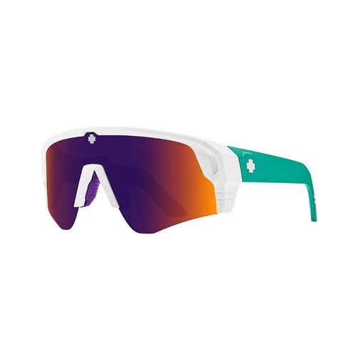 Spy Monolith Speed 62MM Matte White Teal/Happy Gray Green Dark Purple Mirror Cylindrical Shield Sunglasses for Men +BUNDLE with ACCESSORY EYEWEAR KIT
