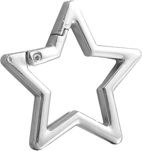 Silver Star Shaped Stainless Steel Keychain Clip Carabiner Snap Hook Holder Star Carabiner Hook Clip Key Holder Carabiner Clip Keychain Carabiners for Keys and Wallet Accessory
