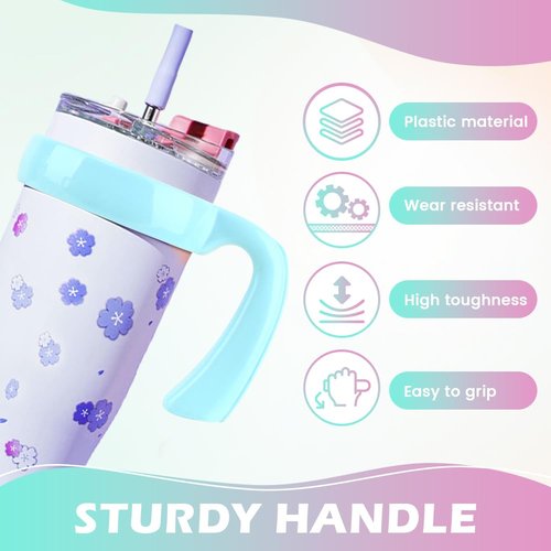 20 oz Tumbler Handle, Anti Slip Travel Mug Grip Cup Holder, Cup Handles for Vacuum Insulated Tumblers, Car Cup Holder Friendly, Improved Grip, Tumbler Mugs Attachment(Light Blue)