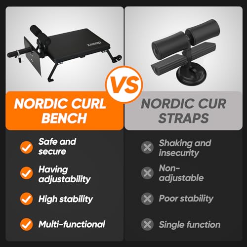 QSN SILK LU Nordic Curl Machine, Hamstring Curl Bench, Compact Glute Bench with wheels, Home Gym Equipment for Leg Workouts