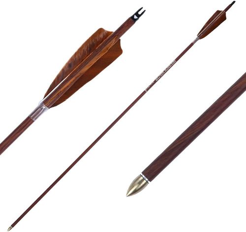 Archery 31-Inch Carbon Hunting Arrows, 4-Inch Turkey Feather Fletching with Replaceable Points, Targeting Practice Arrows Spine 500 for Recurve & Traditional Bows