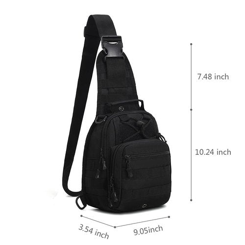 Tactical Backpack, Waterproof Military Cross-body Molle Sling Shoulder Backpack Chest Bag for Outdoor Every Day Carry Black