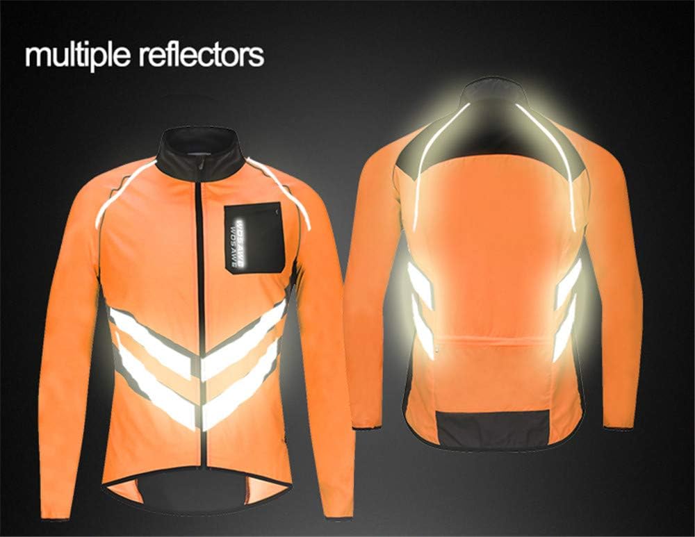 WOSAWE Men's High Visibility Cycling Wind Jacket Water Resistance Reflective Windbreaker