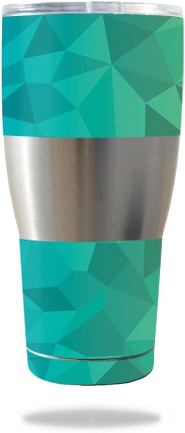 MightySkins Skin Compatible with Ibex 30 oz Tumbler wrap Cover Sticker Skins Blue Green Polygon