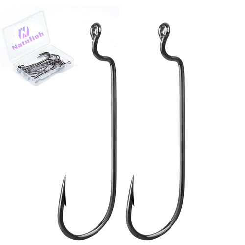 Natufish EWG Hooks for Bass Fishing,50Pcs Texas Carolina Rig Hooks Worm Hook Weedless/Inline for Soft Plastic Baits Saltwater(Size 3/0)