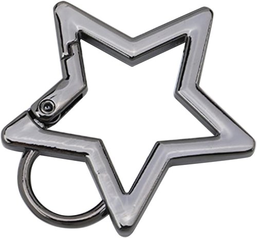 TypoGrove Gun Color Star Shaped Stainless Steel Keychain Snap Hook Holder Star Carabiner Hook Clip for Keys and Wallet with Key Chain Rings