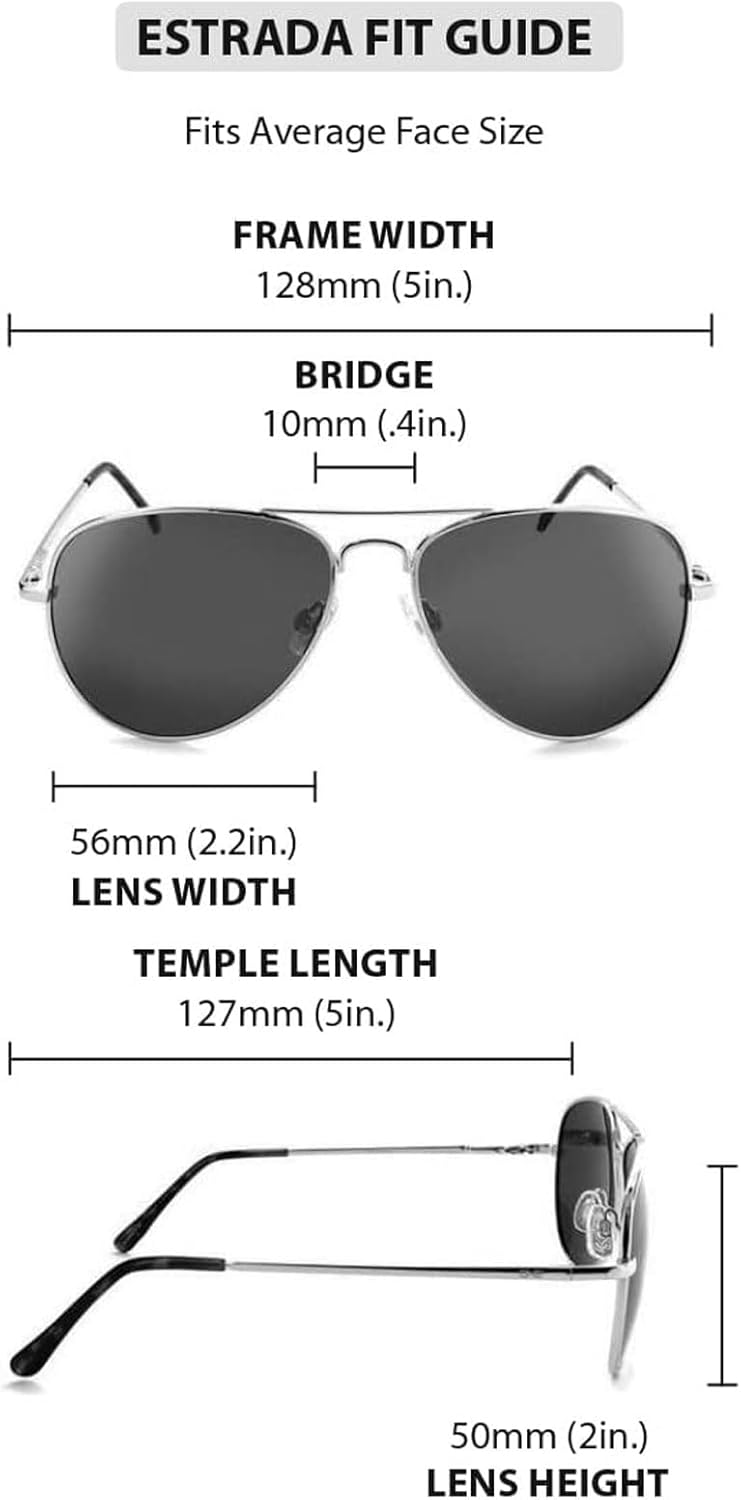 Optic Nerve Estrada Polarized Aviator Sunglasses – Lightweight Classic Frame, UV Protection, Anti-Glare – Unisex Fit