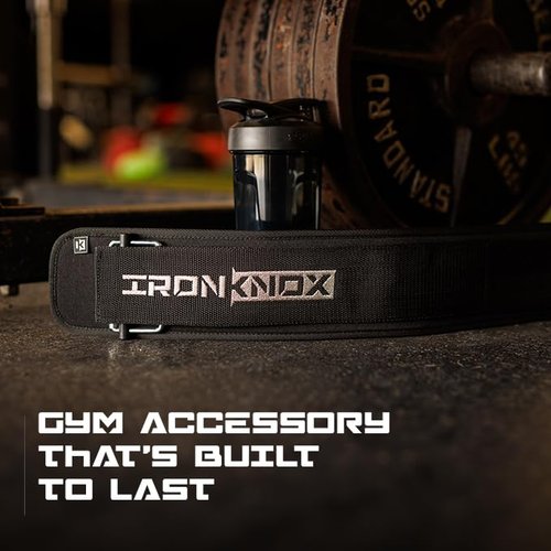 IronKnox Premium Weight Lifting Belt, 4 Inch Weight Belt for Men and Women with Self Locking Metal Buckle for Maximum Support, Weightlifting Belt for Squat or Deadlift, Durable Gym Belt for Men (Black, Large)