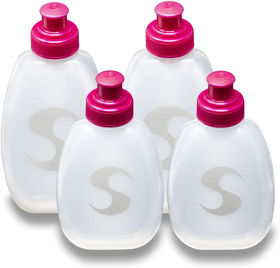 Synergy Reusable Handheld Hydration Running Water Bottles (4-Pack) (6oz 4-Pack, Blue)