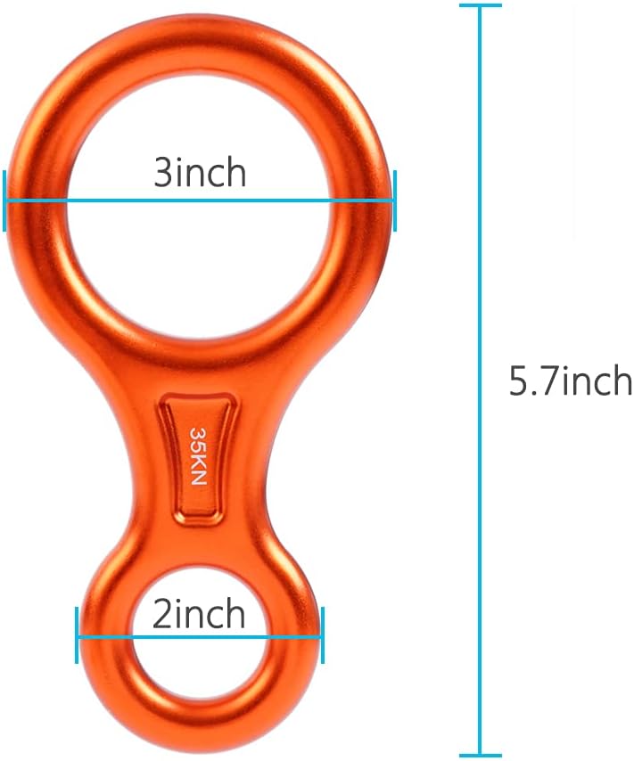 PROND Terminal 8 Descender, Climb Aluminum Figure 8 Descender Rigging Plate Heavy Duty, 35KN Aluminum Alloy Descender for Outdoor Climbing Rappel Gear Downhill Ring Equipment and Belay Device