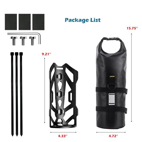 BEENOPT 5L Bike Fork Bag with Multipurpose Cage for Cycling Touring,Lightweight Bicycle Waterproof Dry Cargo Rack Bag for MTB,Road,Mountain,Folding bikes