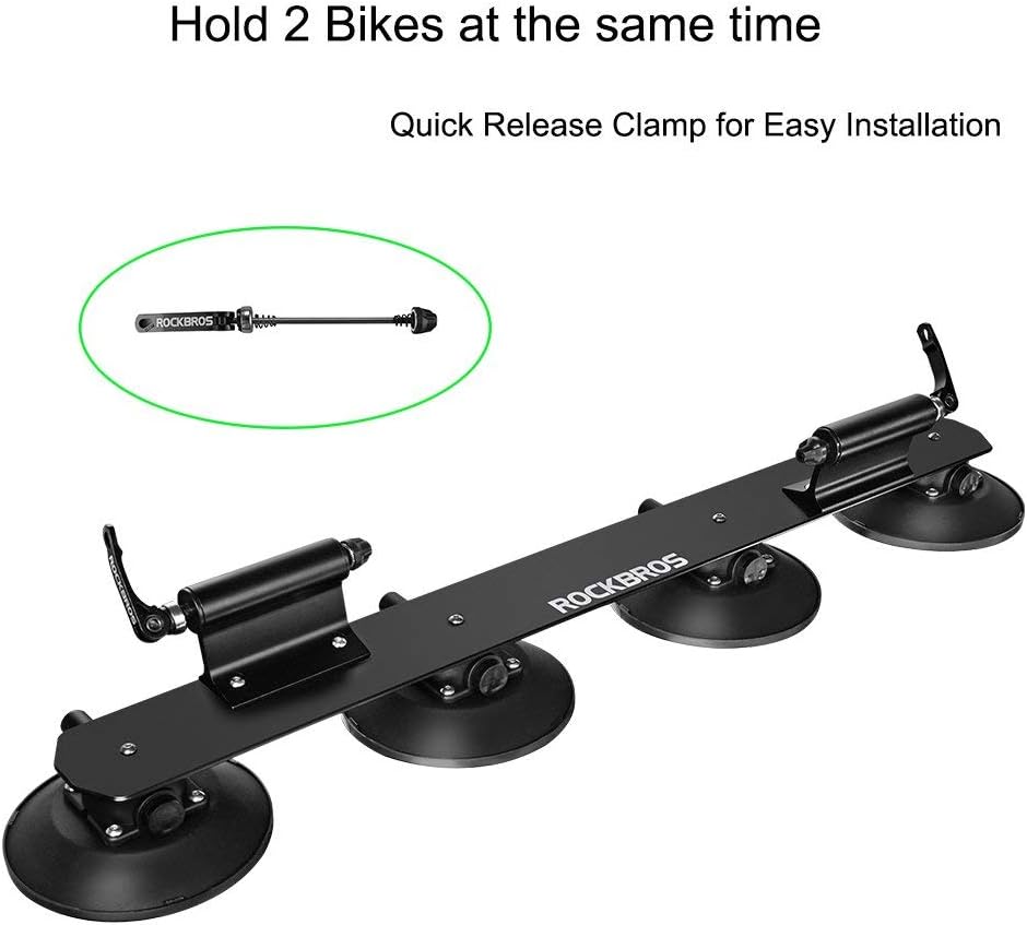 ROCKBROS Suction Cup Bike Rack for Car Roof Top Sucker Bike Rack Quick Release Aluminium Alloy Bike Carrier with Sucker for 1 Bike