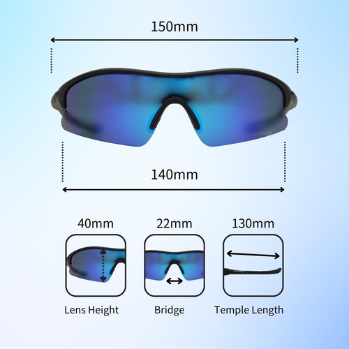 RAWIN Outdoor Sports Sunglasses | Premium UV Protection | Stylish & High-Performance (Matt Black Frame/Blue REVO Lens)