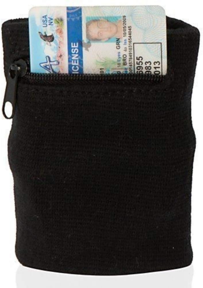 Zipper Wrist Pouch Sweatband Wallet - Securely Store Keys, ID, Cards & Cash
