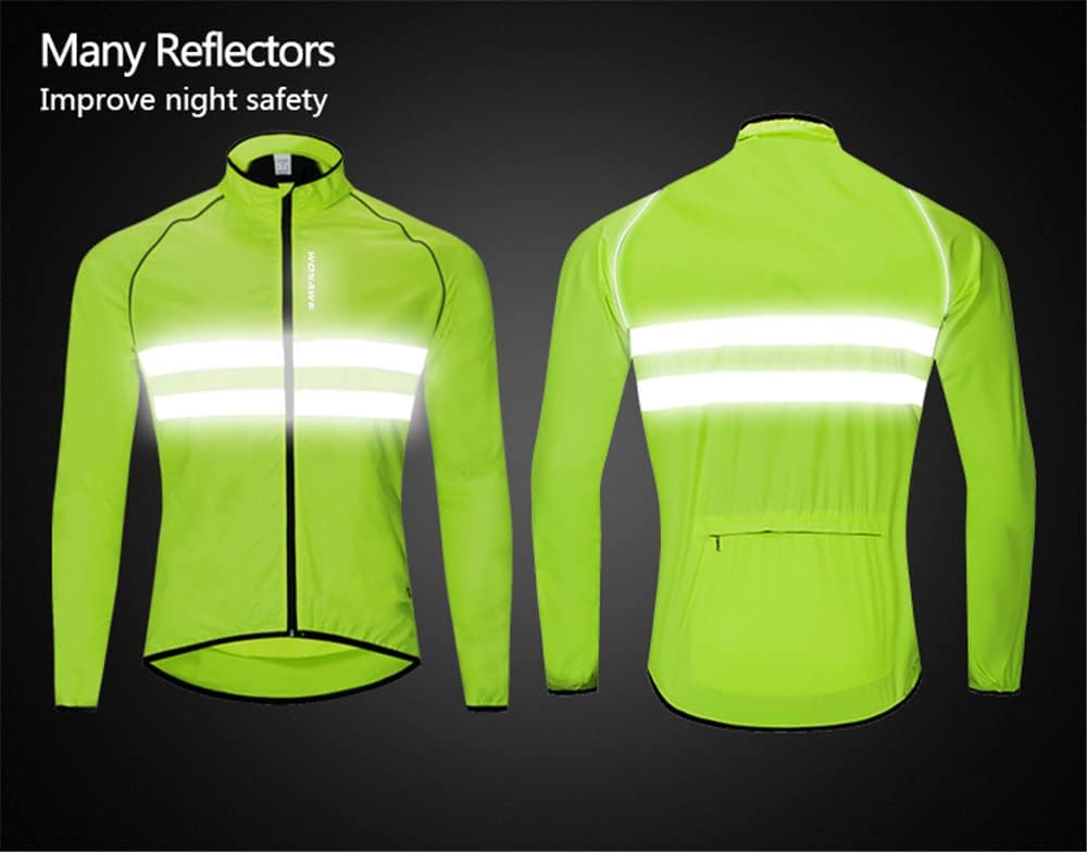 WOSAWE Men's High Visibility Cycling Wind Jacket Water Resistance Reflective Windbreaker