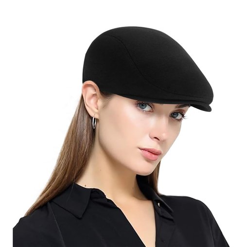 DIYDECAL 2 Pack Mens Flat Cap Ivy Gatsby Newsboy Driving Hat Black for Womens