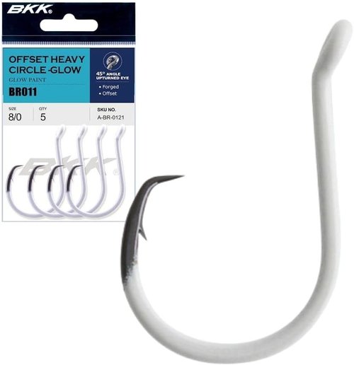 BKK Offset Heavy Circle Glow Hook | 2X | Glow in The Dark | Needle Point