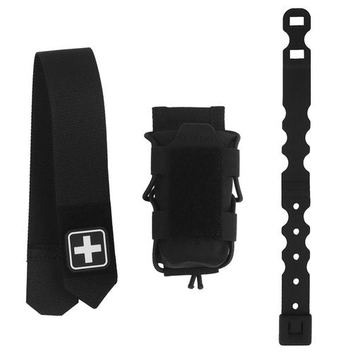 Tourniquet Pouch for SAM XT/CAT/SOF, with Hook Loop Flap for IFAK Quick Pull, or Remove Get Open-Top Elastic Drawstring, Durable Fabric MOLLE Holder Medical Pouch Fit Tactical Vests/Belts/Bag(BLK)