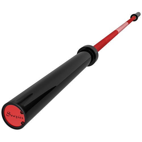 Soozier 7.2ft Barbell Bar, 2 Inch Weight Bar, 44 lbs with Rotating Sleeves and Non-Slip Knurling Grip, 1500lbs Weight Capacity for Weightlifting & Strength Training, Red