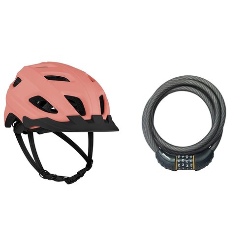 Retrospec Lennon Bike Helmet with LED Safety Light Adjustable Dial & Master Lock Set Your Own Combination Bike Lock 6 ft Long