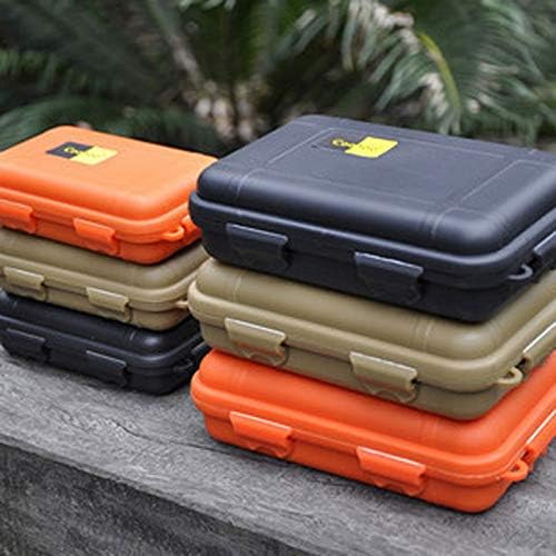 Outdoor Survival Storage Box, Shockproof Box Plastic Tool Box Enclosure Airtight Survival Case Container Storage Travel Sealed Containers Carry Box For Camping Fishing (S, Orange)