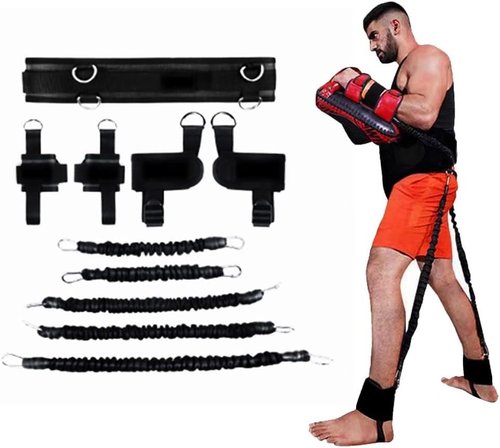 Ycendelion Boxing Resistance Bands, Leg Strength and Agility Speed Trainer for Men and Women Exercise Power Punch Pro with Belt, Ankle, Kicking Set for MMA
