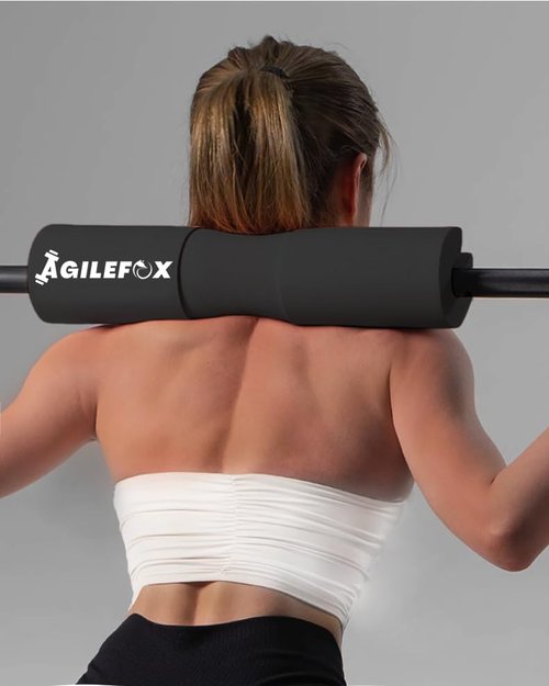 AGlLEFOXX Barbell Pad - Squat Pad-Hip Thrust Foam Pad, Comfort & Safety for Strength Training and Hip Thrust- Provides Cushion to Neck and Shoulders While Training (Black)