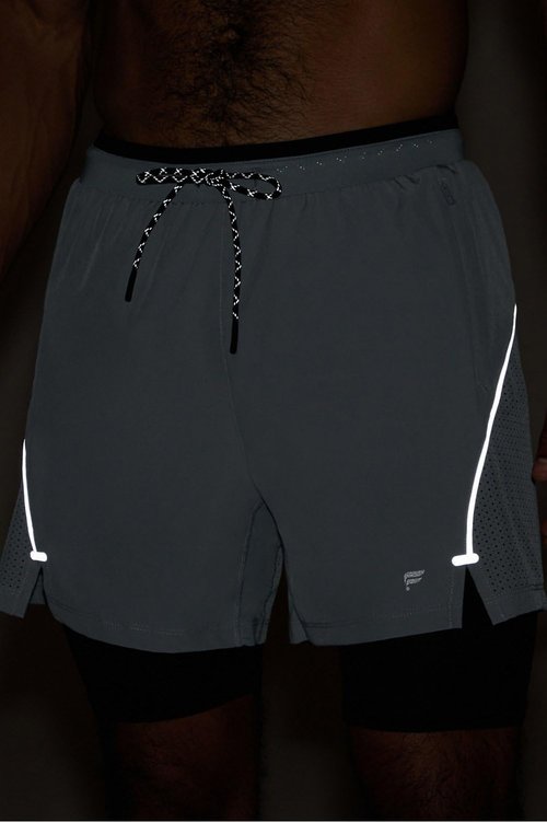 Fabletics Men's The Kadence Short (Lined), Performance Running, Jogging, Training, Ultra Lightweight, 5" Inseam, 4X, Shadow Grey