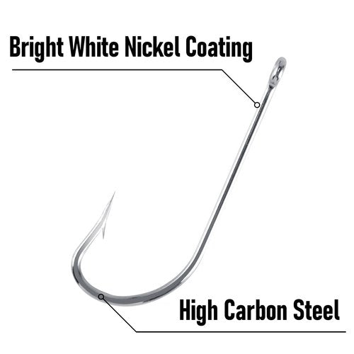 Dr.Fish Fishing O'shaughnessy Straight Shank Saltwater J Hook White Nickel Striper Bass Flounder Snapper Live Bait Hook #2