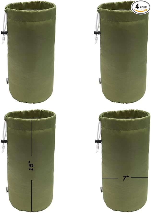 Durable Drawstring Water Resistant Dust Flap Stuff Sack Bag 4-Pack